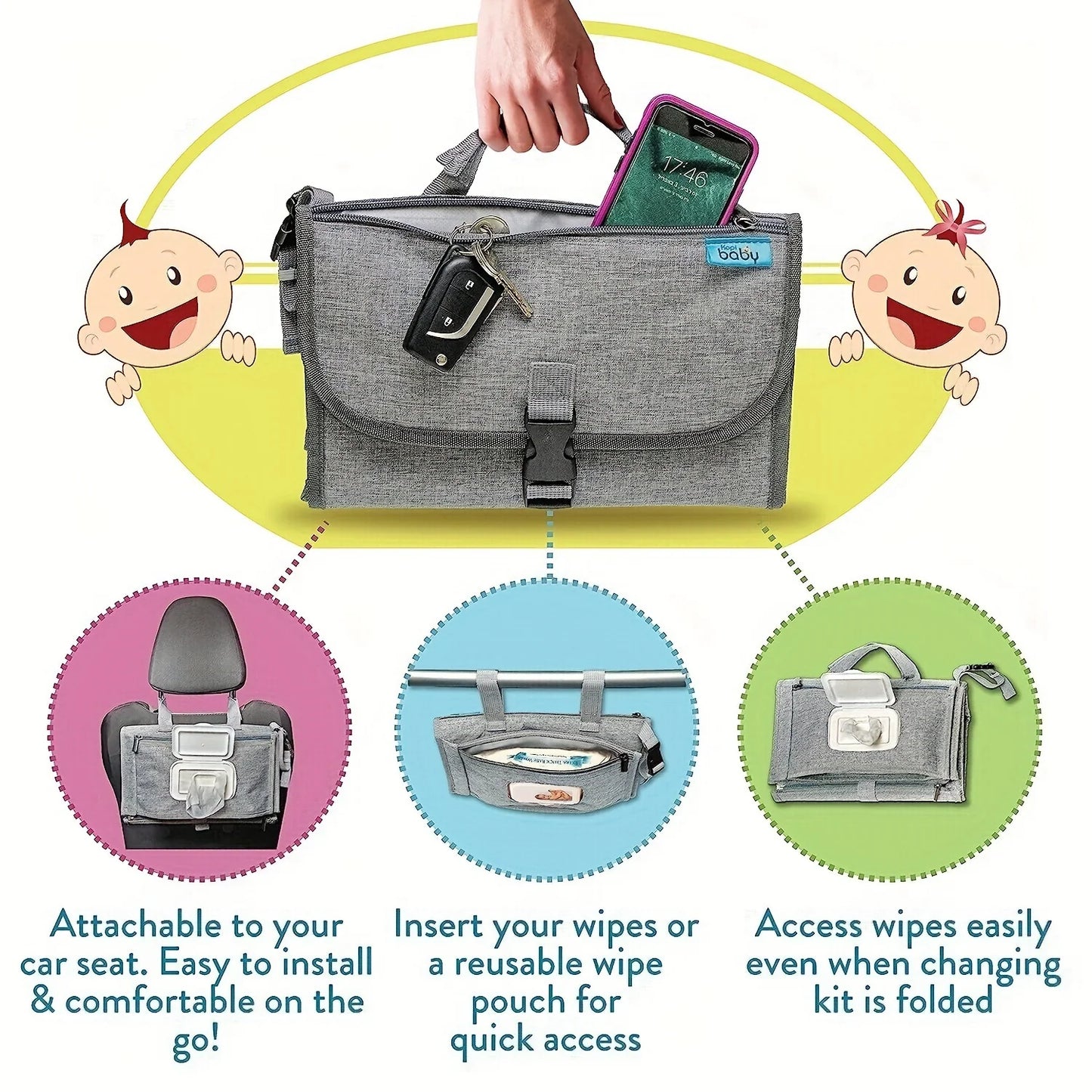 Portable Changing Mat / Diaper Bag | Foldable, Waterproof