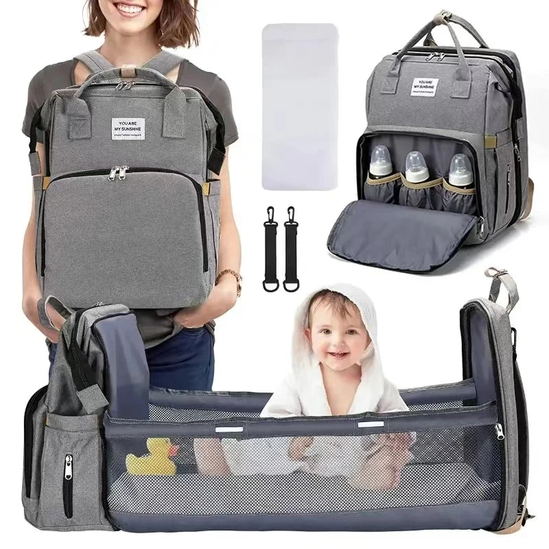 Baby Diaper Backpack with Bed Function