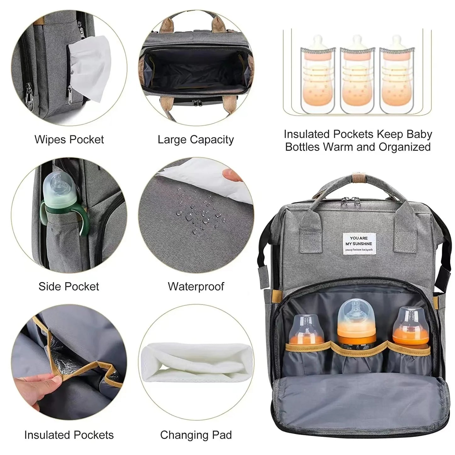 Baby Diaper Backpack with Bed Function
