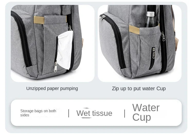 Baby Diaper Backpack with Bed Function