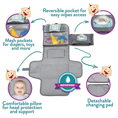 Portable Changing Mat / Diaper Bag | Foldable, Waterproof