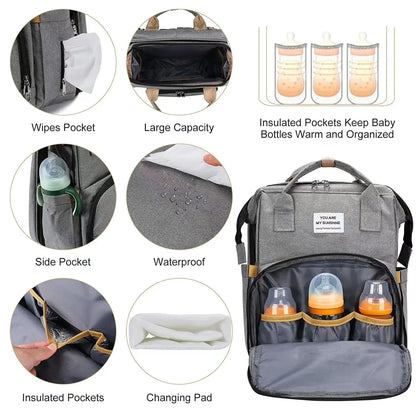 Baby Diaper Backpack with Bed Function